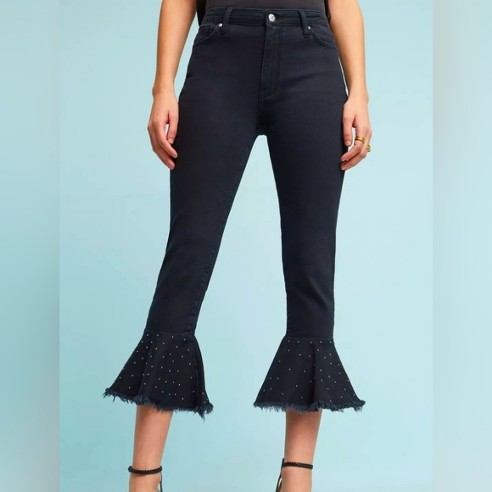 Anthropologie Pilcro and the Letterpress Kick Flare Studded Cropped Jeans